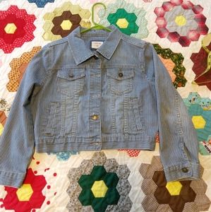 Adorable railroad striped jean jacket M